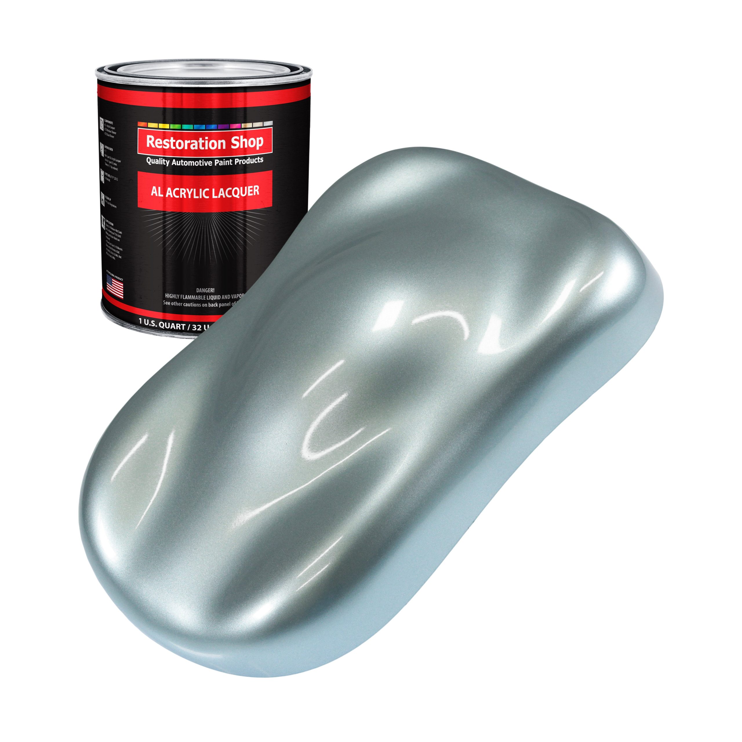 Silver Blue Metallic – Acrylic Lacquer Auto Paint – Quart Paint Color Only – Professional Gloss Automotive Car Truck Guitar Furniture Refinish Coating on Sale